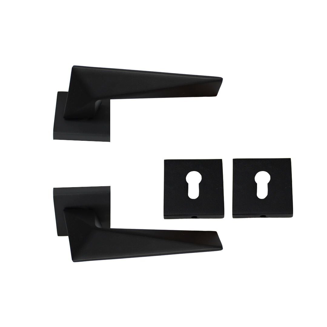 Nobel Yıldız Siyah Kare Rozetli Kapı Kolu