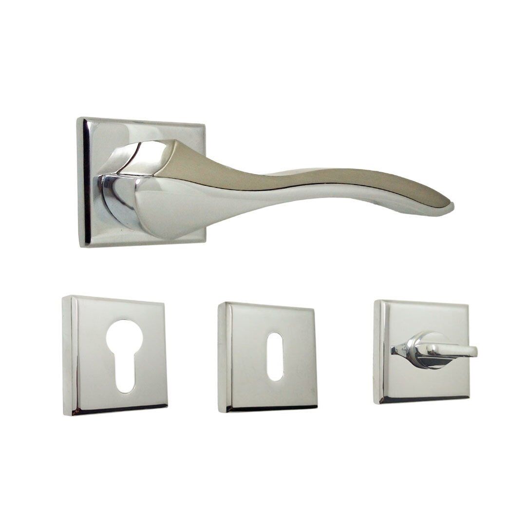 Nobel Bilecik Krom İnox Kare Rozetli Kapı Kolu