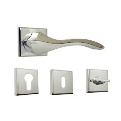 Nobel Bilecik Krom İnox Kare Rozetli Kapı Kolu