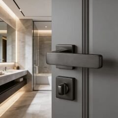Alaca Kapı Kolu Titanyum Kare Rozetli WC
