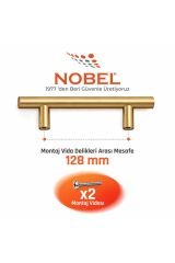 128 mm Metal Mobilya Kulpu – Mutfak Dolap Çekmece Kulpu, Dekoratif Kulp Seti (10 Adet) Mat Altın