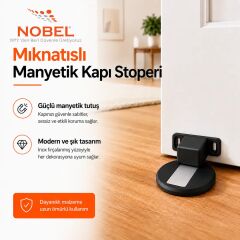 Manyetik Mıknatıslı Kapı Stoperi MatSiyah (Vidalı) 5 ADET