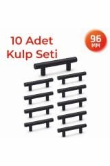 96 mm Metal Mobilya Kulpu – Mutfak Dolap Çekmece Kulpu, Dekoratif Kulp Seti (10 Adet) Mat Siyah