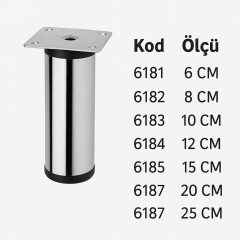 Metali Çap :42 Metal Mobilya Ayak Krom Metrik 10