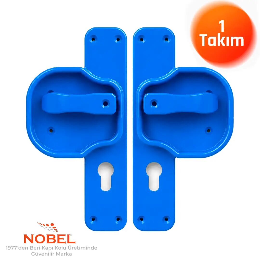 Okul Kapı Kolu –Kreş, Anaokulu ve Sınıf Kapıları İçin Çocuk Korumalı Emniyetli Dayanıklı Plastik Kapı Kolu - Mavi