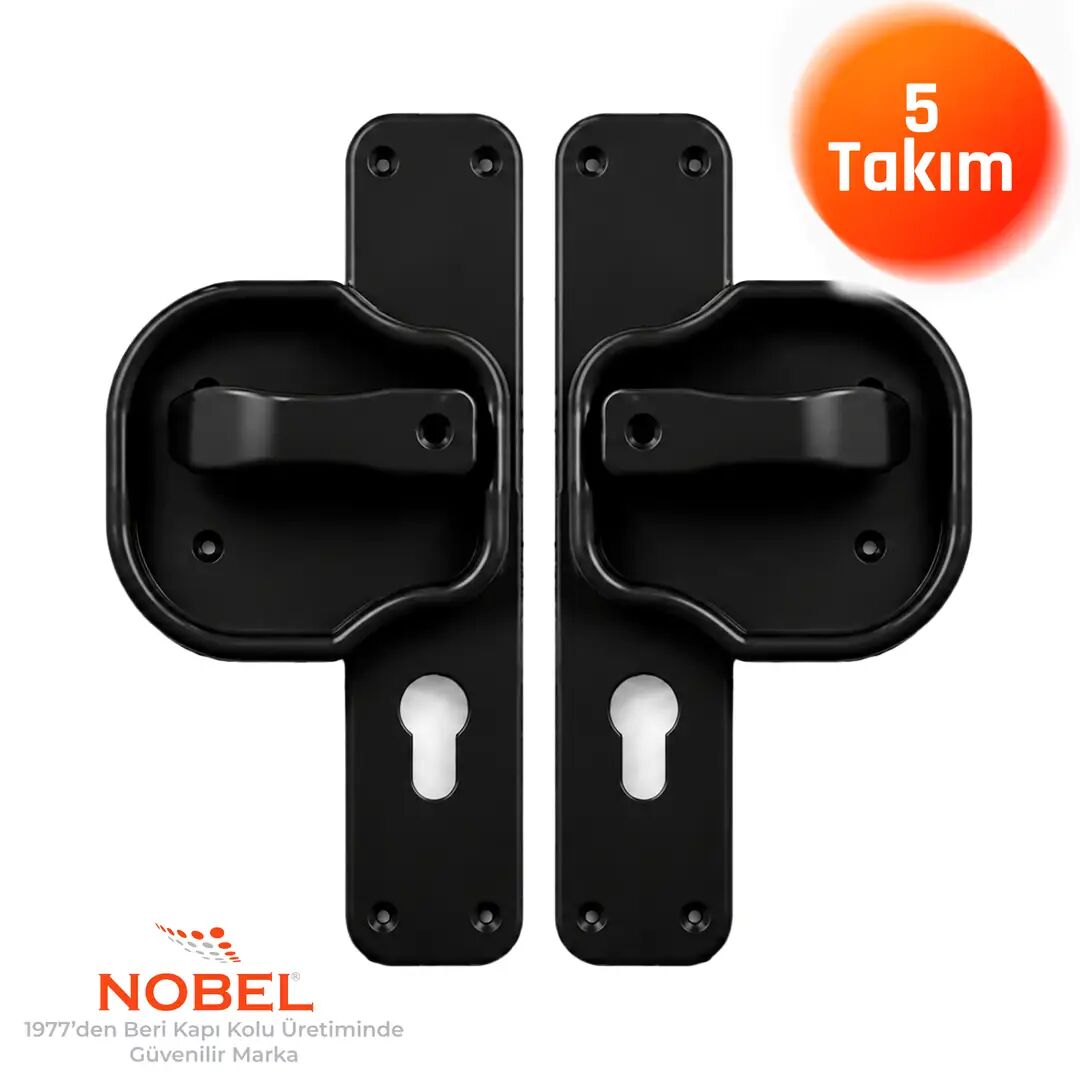 Okul Kapı Kolu –Kreş, Anaokulu ve Sınıf Kapıları İçin Çocuk Korumalı Emniyetli Dayanıklı Plastik Kapı Kolu - Siyah (5 adet)