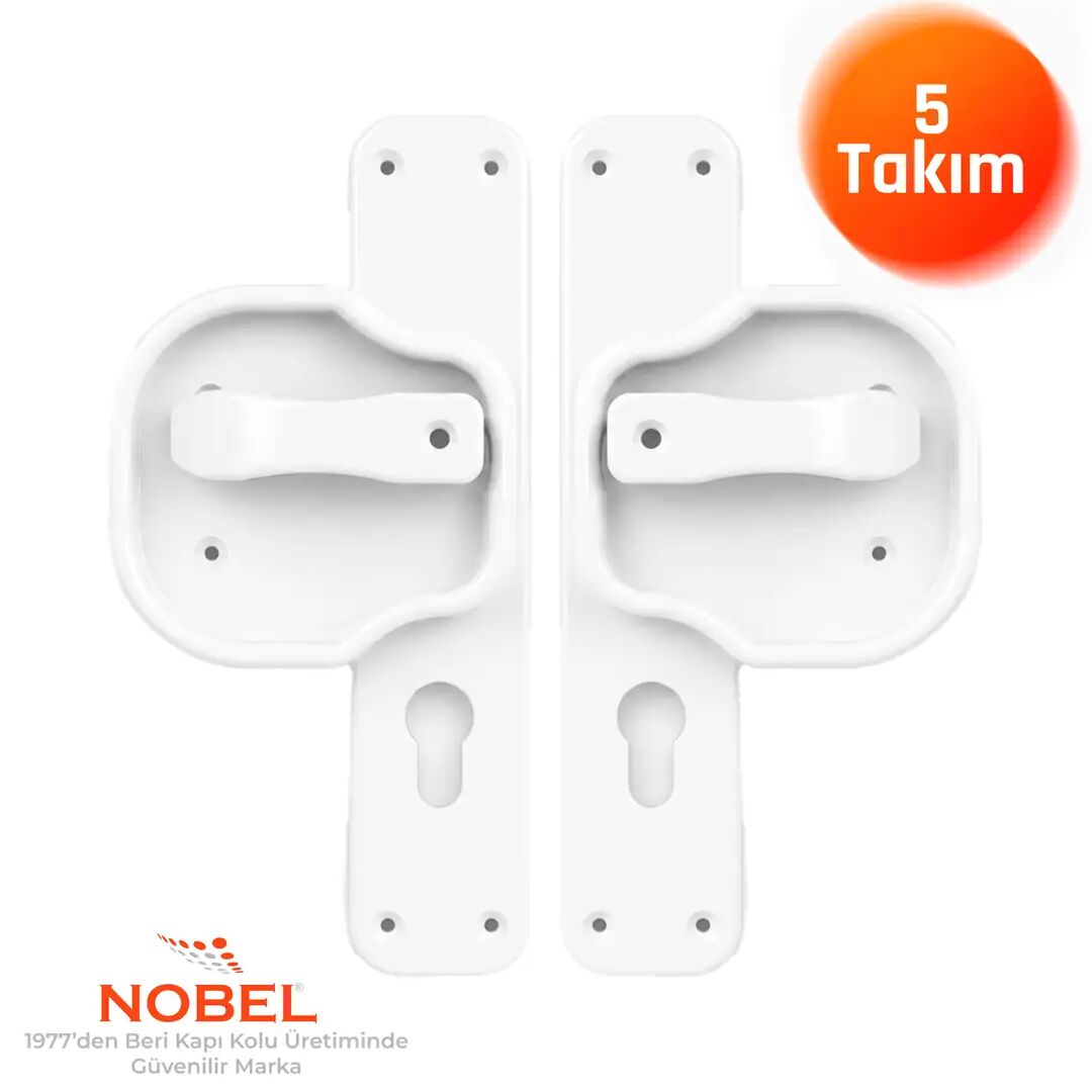 Okul Kapı Kolu –Kreş, Anaokulu ve Sınıf Kapıları İçin Çocuk Korumalı Emniyetli Dayanıklı Plastik Kapı Kolu - Beyaz (5 adet)