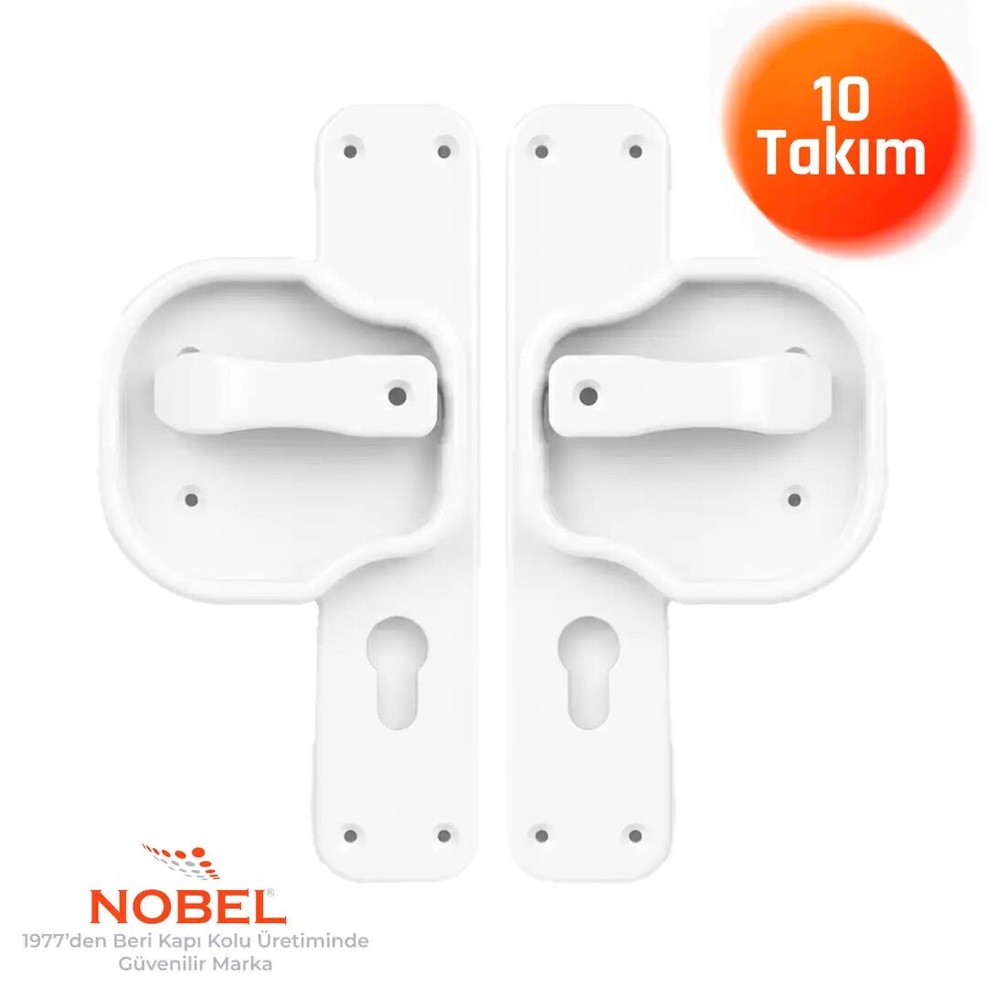 (10 adet) Okul Kapı Kolu –Kreş, Anaokulu ve Sınıf Kapıları İçin Çocuk Korumalı Emniyetli Dayanıklı Plastik Kapı Kolu - Beyaz