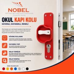 (10 adet) Okul Kapı Kolu –Kreş, Anaokulu ve Sınıf Kapıları İçin Çocuk Korumalı Emniyetli Dayanıklı Plastik Kapı Kolu - Kırmızı Beyaz