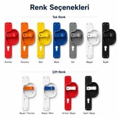 (10 adet) Okul Kapı Kolu –Kreş, Anaokulu ve Sınıf Kapıları İçin Çocuk Korumalı Emniyetli Dayanıklı Plastik Kapı Kolu - Kırmızı Beyaz