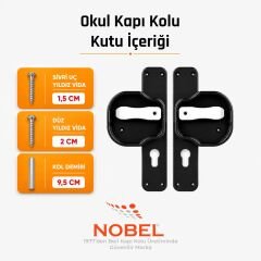 (10 adet) Okul Kapı Kolu –Kreş, Anaokulu ve Sınıf Kapıları İçin Çocuk Korumalı Emniyetli Dayanıklı Plastik Kapı Kolu - Siyah- Beyaz