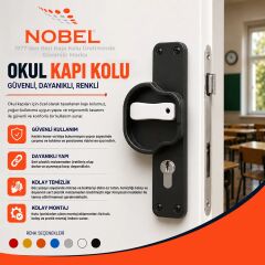 (10 adet) Okul Kapı Kolu –Kreş, Anaokulu ve Sınıf Kapıları İçin Çocuk Korumalı Emniyetli Dayanıklı Plastik Kapı Kolu - Siyah- Beyaz