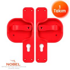 Okul Kapı Kolu –Kreş, Anaokulu ve Sınıf Kapıları İçin Çocuk Korumalı Emniyetli Dayanıklı Plastik Kapı Kolu - Kırmızı