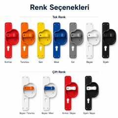 Okul Kapı Kolu –Kreş, Anaokulu ve Sınıf Kapıları İçin Çocuk Korumalı Emniyetli Dayanıklı Plastik Kapı Kolu - Beyaz Mavi (5 adet)