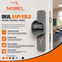 Okul Kapı Kolu –Kreş, Anaokulu ve Sınıf Kapıları İçin Çocuk Korumalı Emniyetli Dayanıklı Plastik Kapı Kolu - Gri